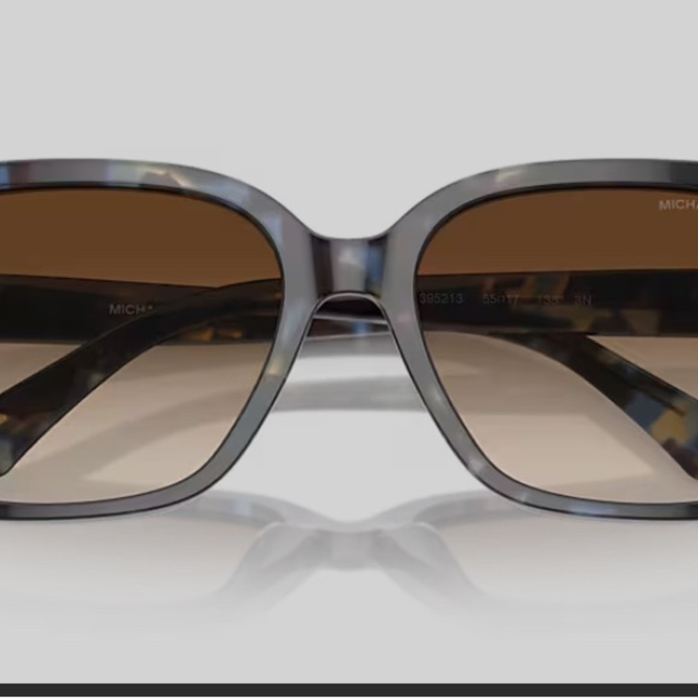 🆕 Michael Kors Acadia Blue With Brown Lenses and Gold Logos Oversized Sunglasses - Picture 4 of 4